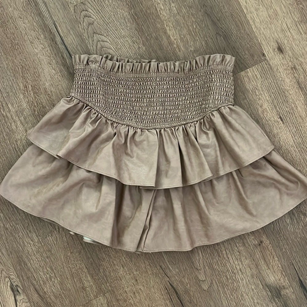 Mustard Seed Tan Leather Skort - Picture 2 of 6